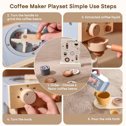 Wooden Coffee Machine Pretend Play Toy