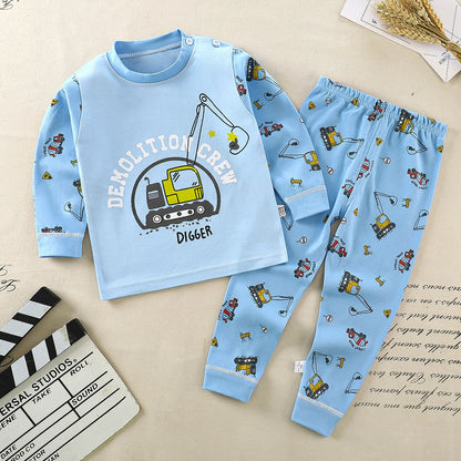 Cartoon Kids' Pajama Set: Cozy Autumn & Winter Sleepwear