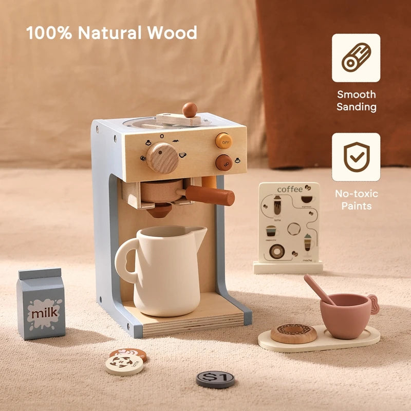 Wooden Coffee Machine Pretend Play Toy