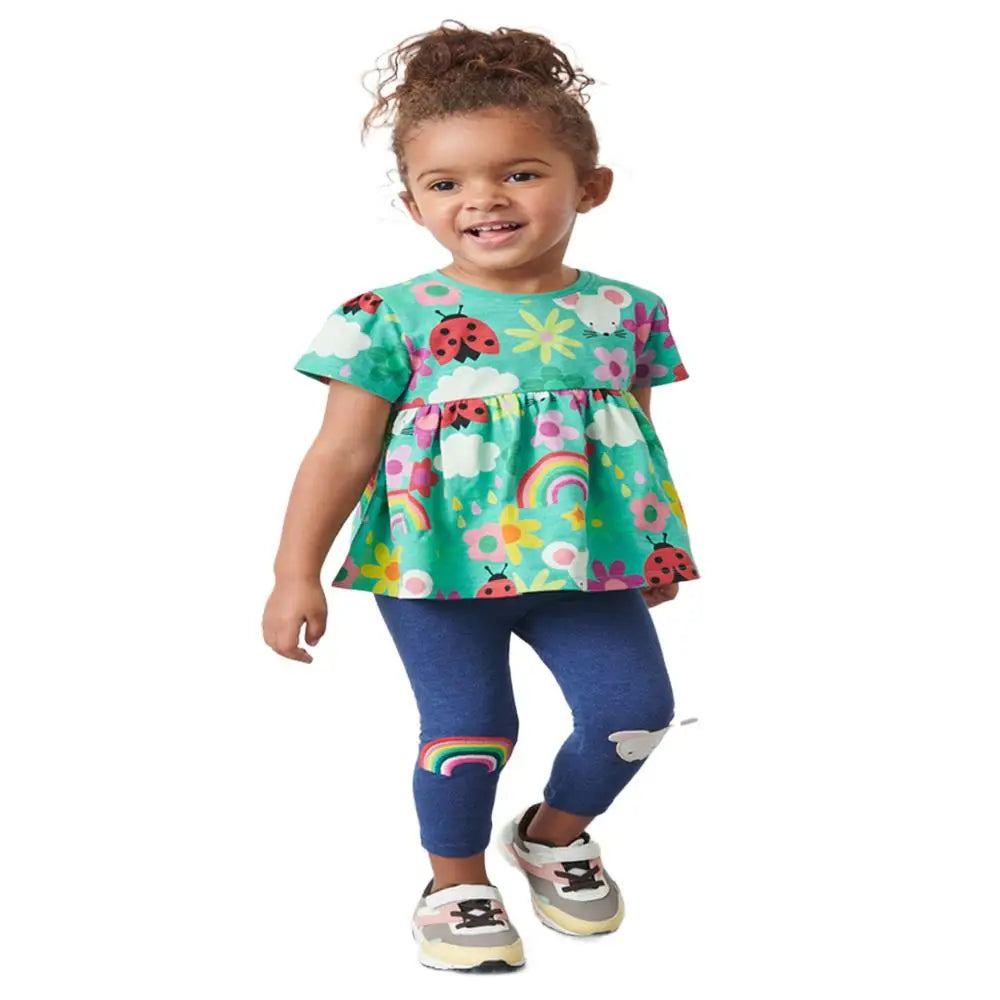 Kids Boutique Rainbow Summer Outfit Set (Tops + Pants)