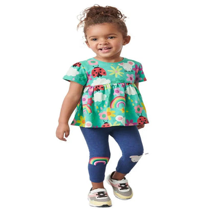 Kids Boutique Rainbow Summer Outfit Set (Tops + Pants)