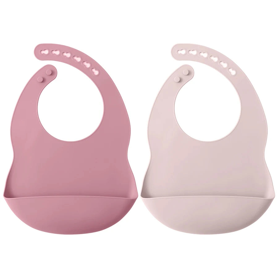 2-Pack Waterproof Silicone Baby Bibs | Easy-Clean Infant Feeding Set