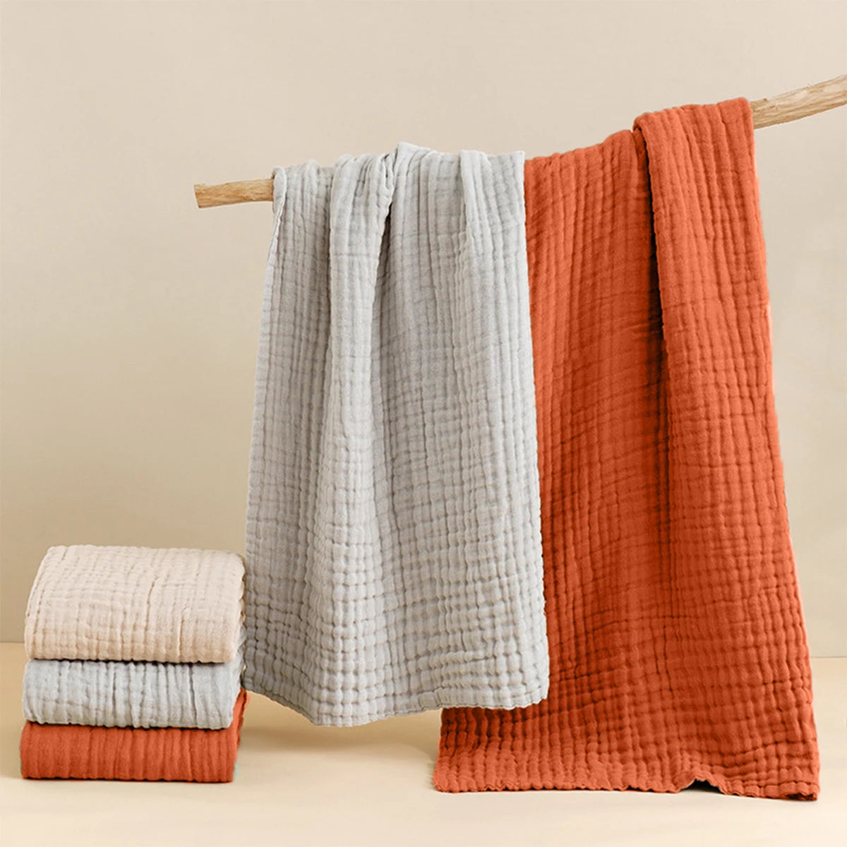 6-Layer Cotton Gauze Baby Blanket & Absorbent Bath Towel