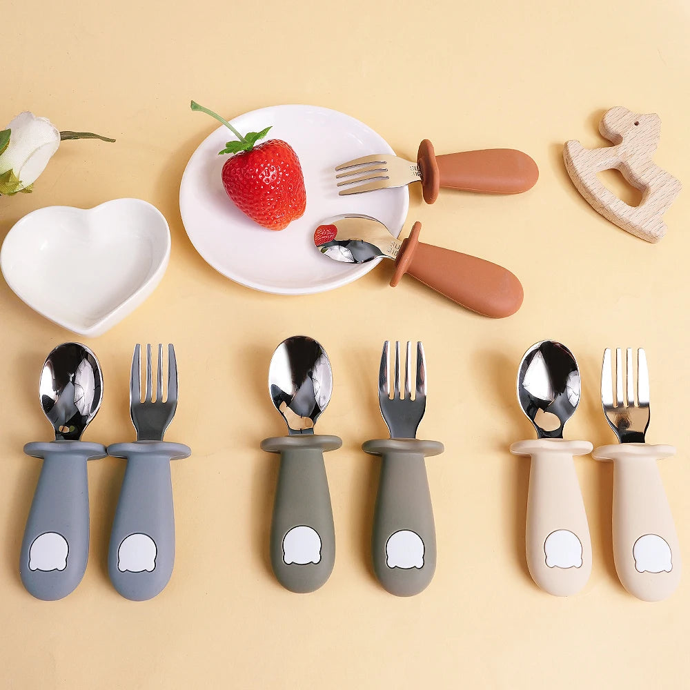 Baby Feeding Solid Food Spoon Fork Set