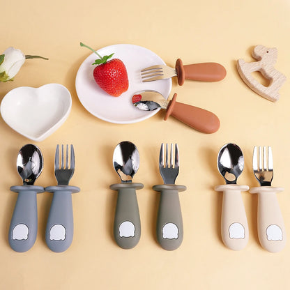 Baby Feeding Solid Food Spoon Fork Set