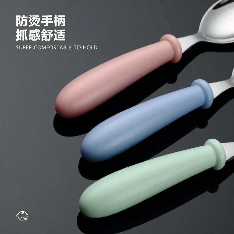 Kids' Fun Stainless Steel Feeding Utensils (Spoon & Fork)