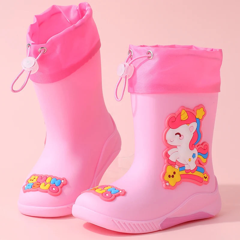 Kids Waterproof Rain Boots (PVC/Rubber, Cartoon Patterns)