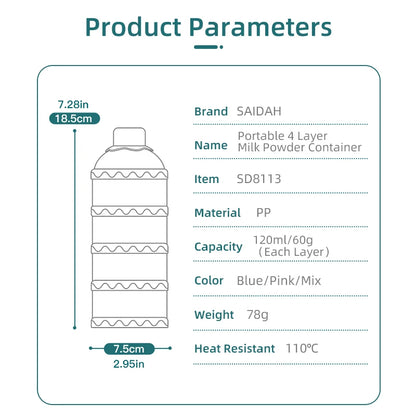 Portable 4-Layer Milk Powder & Snack Storage