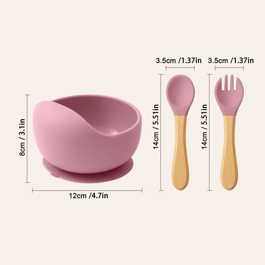 3-Piece Silicone Suction Baby Feeding Set