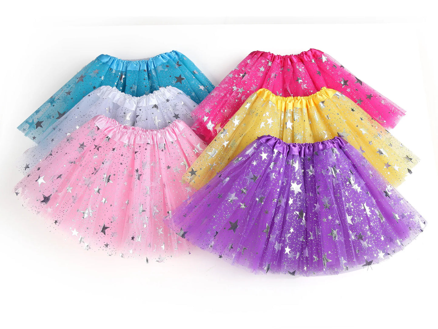 Girls Tulle Star Sequins Princess Tutu Skirt