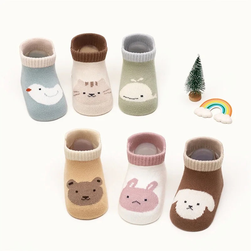 Kids Anti-Slip Floor Socks - Cotton Cartoon Toddler Gripper Socks
