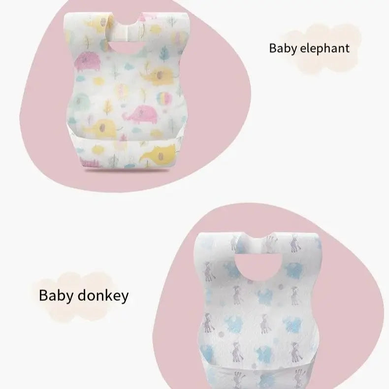 50-Pack Disposable Baby Bibs | Waterproof Cartoon Bear Travel Set