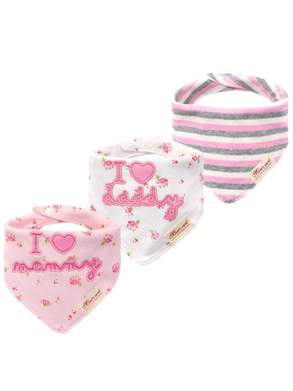 Comfy & Adjustable 3-Pack Cotton Baby Feeding Bibs