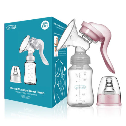 Postpartum Manual Breast Pump with Nipple Suction & Milk Bottle
