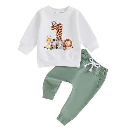 Cute Infant Long-Sleeve Sweatshirt & Bottoms Set