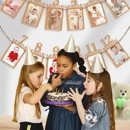 Baby First Birthday Banner – 1–12 Month Photo Growth Record