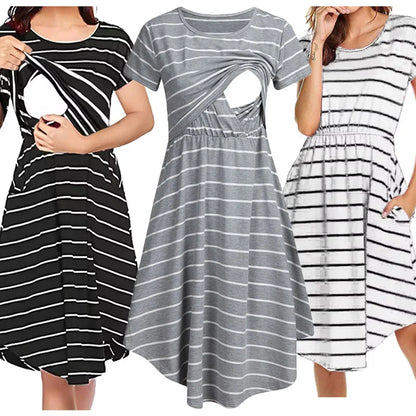 Maternity Care Striped Dress for Mothers