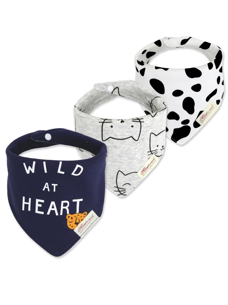 Comfy & Adjustable 3-Pack Cotton Baby Feeding Bibs