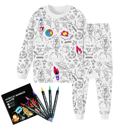 Kids DIY Sketch Pajama Set - Freehand Graffiti Sleepwear