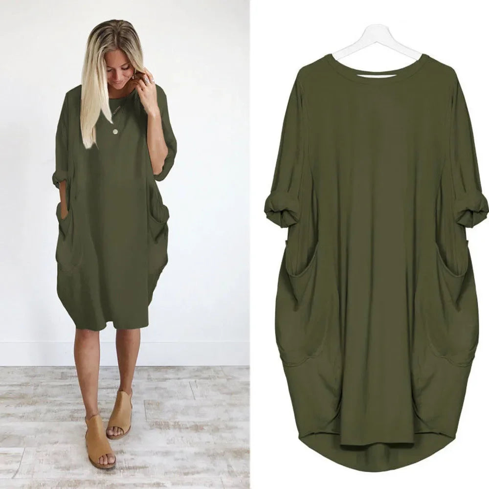 Long Sleeve Loose Casual Dress for Pregnant Women