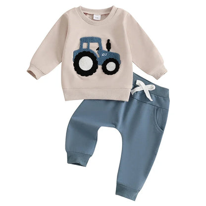 2pc Tractor Sweatshirt & Pants Set for Baby Boy (0-3 Years)