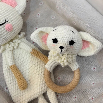 Knitted Lovely Animal Rattle Baby Comforter