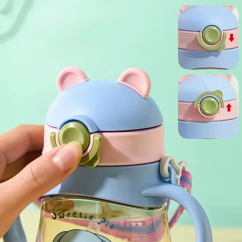 Water Bottle with Handle With Straw