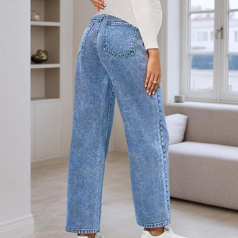 Slimming Belly-Support Maternity Denim Pants