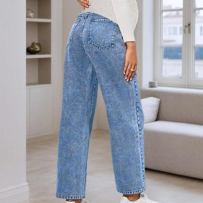 Slimming Belly-Support Maternity Denim Pants