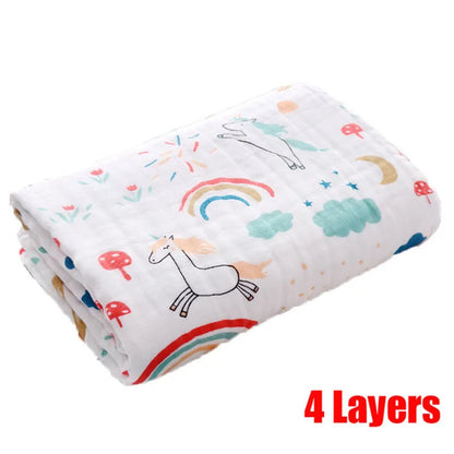 4-Layer Gauze Cotton Baby Bath Towel & Swaddle