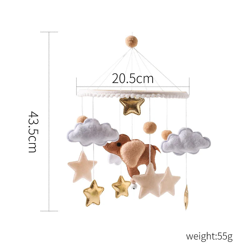 Soft Felt & Wooden Animal Baby Crib Mobile with Music