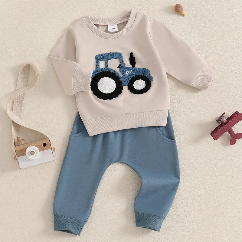 2pc Tractor Sweatshirt & Pants Set for Baby Boy (0-3 Years)