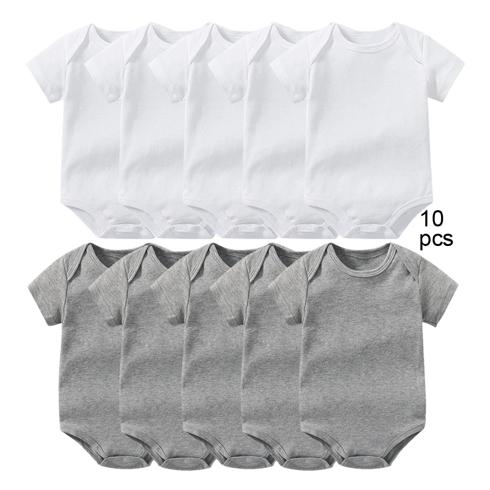 Basic Solid Grows & Jumpers Set for Infants (10 Pieces)