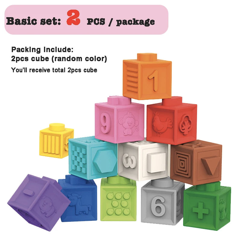 Montessori Soft Baby Blocks & Bath Squeeze Toy