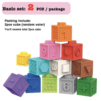 Montessori Soft Baby Blocks & Bath Squeeze Toy