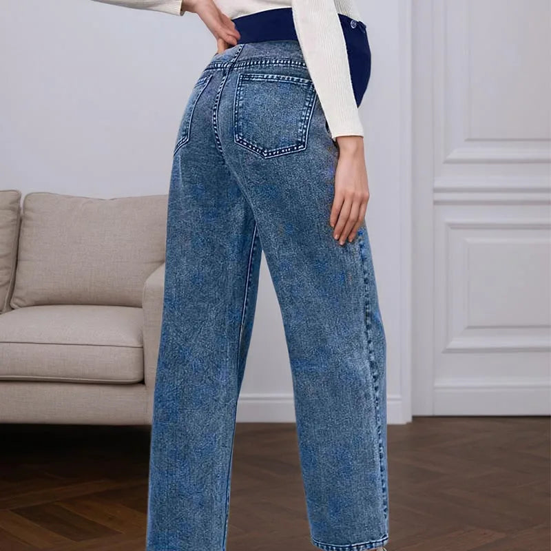 Slimming Belly-Support Maternity Denim Pants