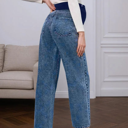 Slimming Belly-Support Maternity Denim Pants