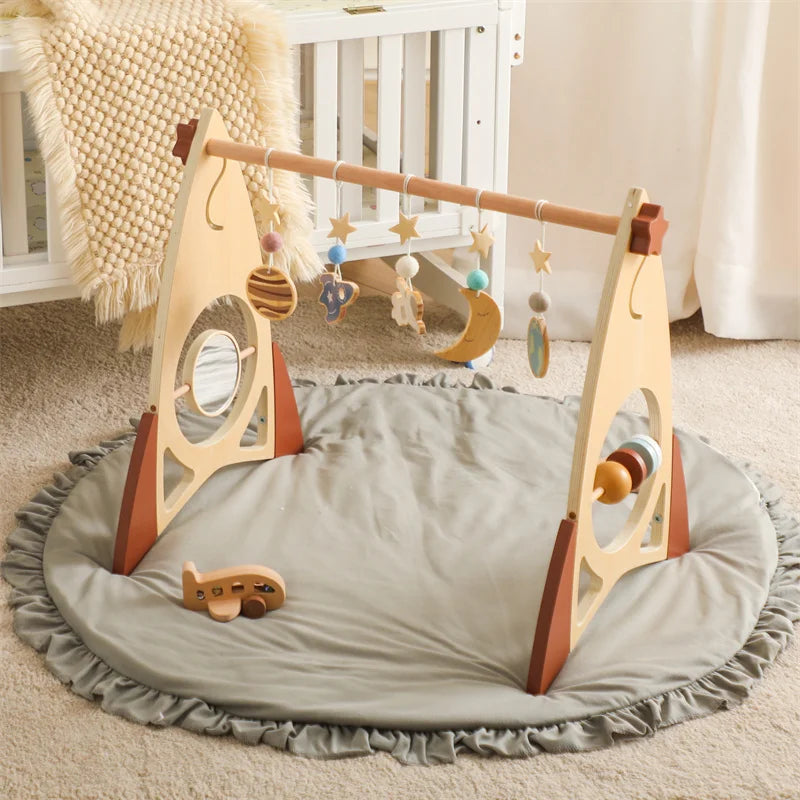 Wooden Rocket Baby Activity Gym Frame & Montessori Toys