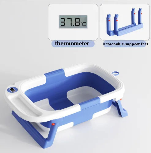 Travel-Ready Folding Baby Tub with Built-in Soft Support