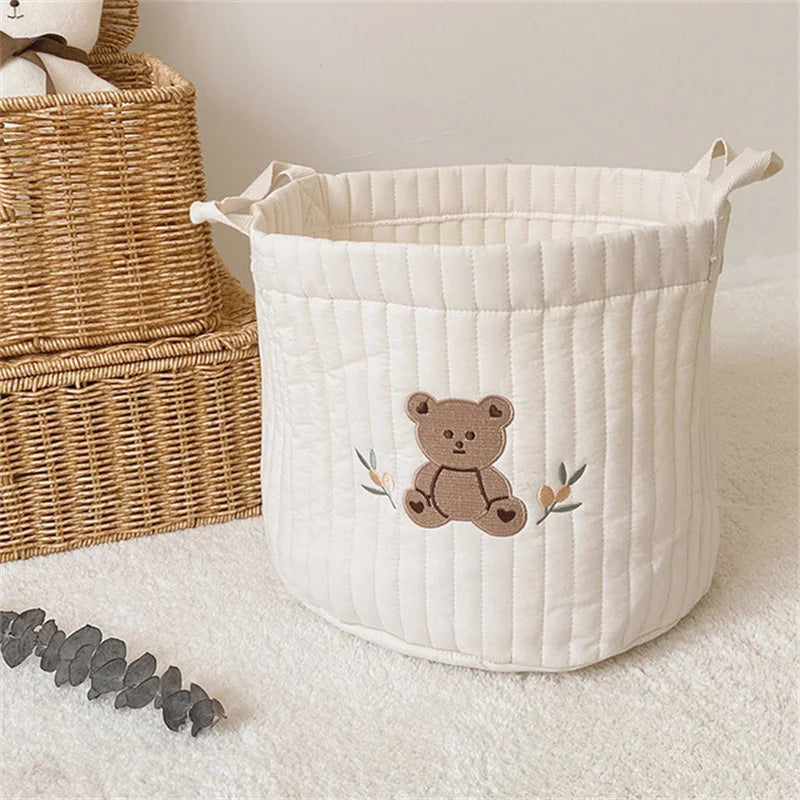 Embroidered Cotton Crib Diaper & Toy Organizer Bag