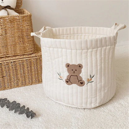 Embroidered Cotton Crib Diaper & Toy Organizer Bag