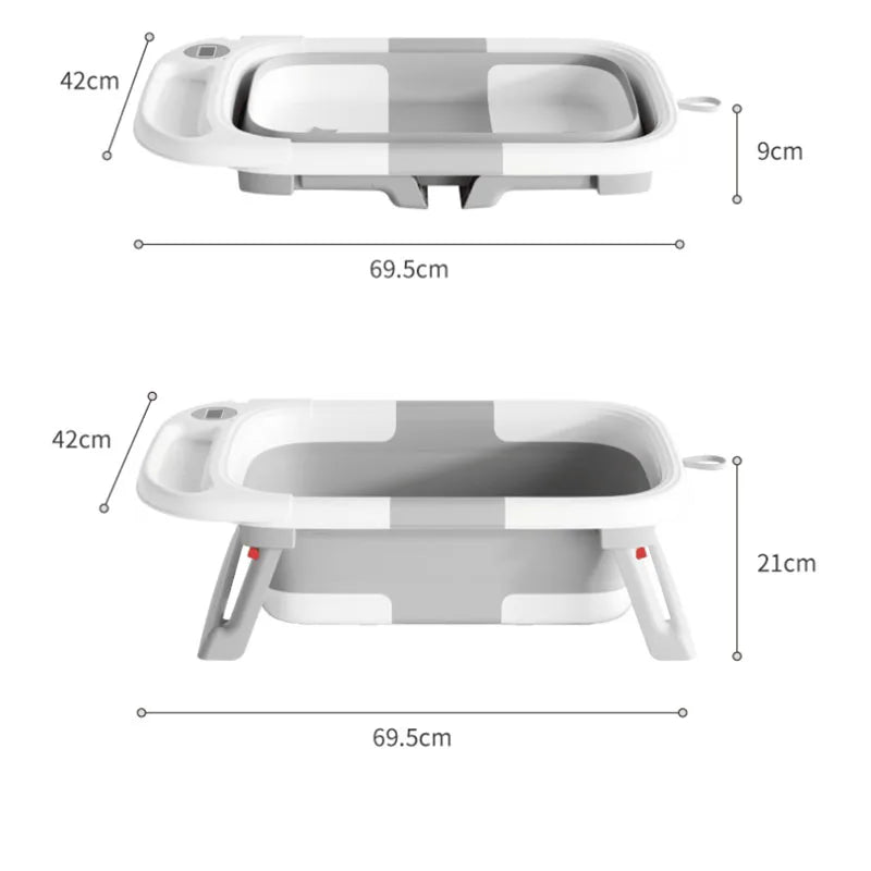 Travel-Ready Folding Baby Tub with Built-in Soft Support