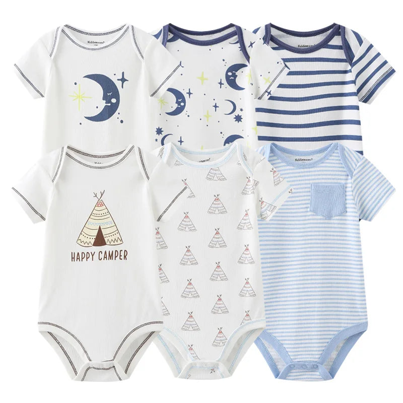 Cute Cartoon & Solid Color Bodysuits for Baby Boys & Girls