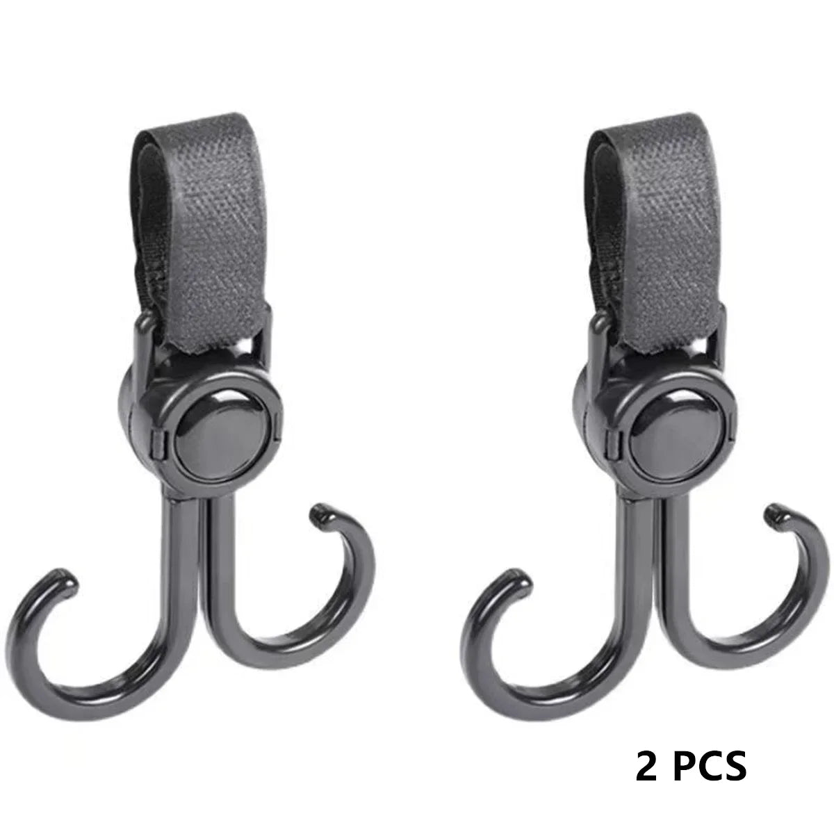2pcs Baby Stroller Hook Rotatable Two Hooks Multifunctional Portable Plastic Hook Shopping Prop Strollers Accessories