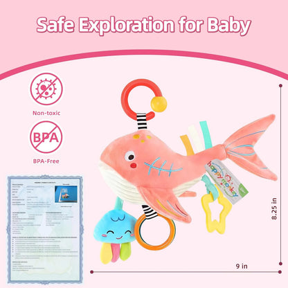 Baby Car Seat Toy Whale, Sensory Toy (0–6 Months)
