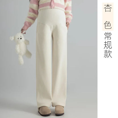 Winter Plus Velvet Corduroy Wide Leg Maternity Pants