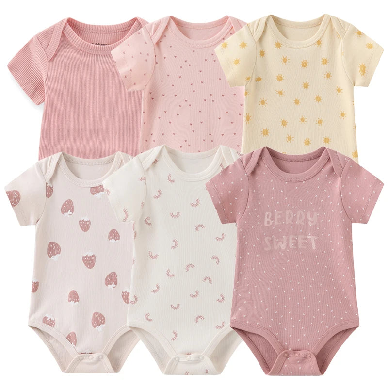 Cute Cartoon & Solid Color Bodysuits for Baby Boys & Girls