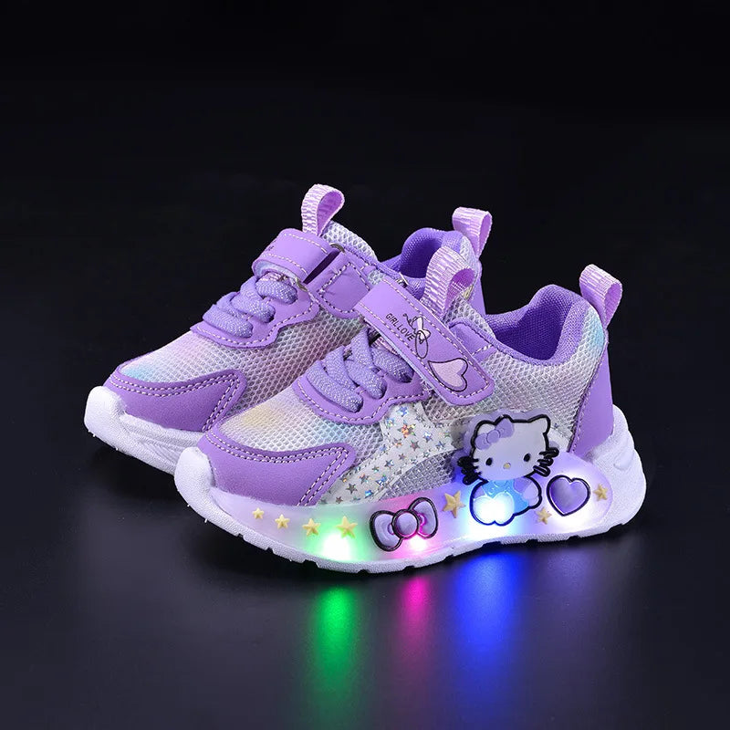 Kids' Light-Up Cartoon Mesh Shoes (Pink/Purple)