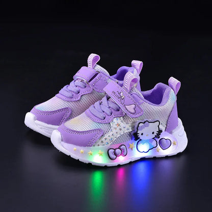 Kids' Light-Up Cartoon Mesh Shoes (Pink/Purple)