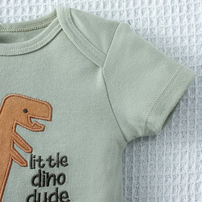 Cute Cartoon Dinosaur & Stripe Pattern Bodysuits (3 PCS)